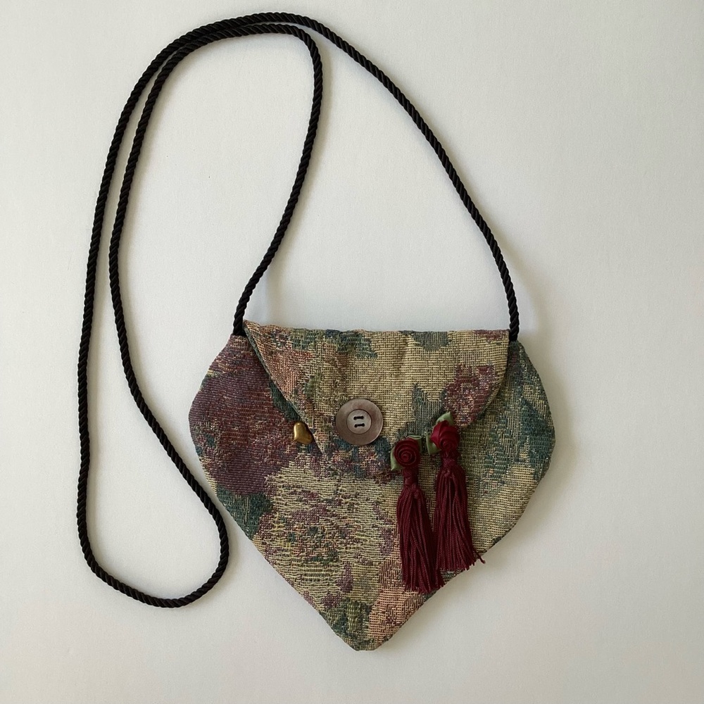 Helen’s Daughters Heart Shaped Tapestry Cross Body Mini Bag